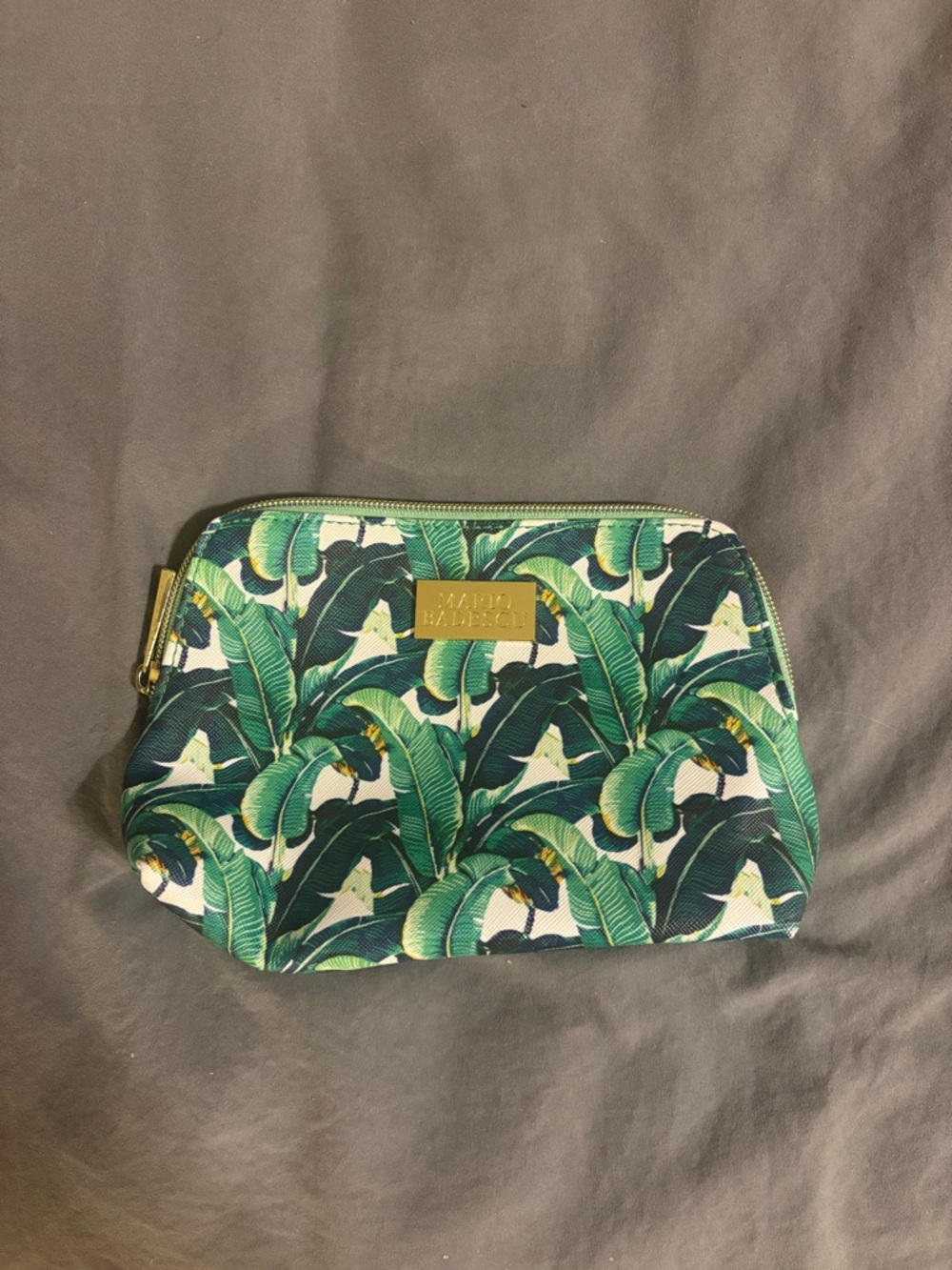 Mario Badescu Green & White Tropical Leaf Cosmetic Pouch